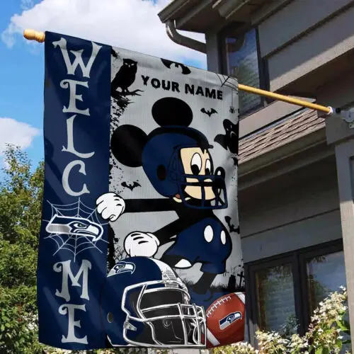 Custom Seattle Football Team Seahawks Welcome Christmas Garden Flag