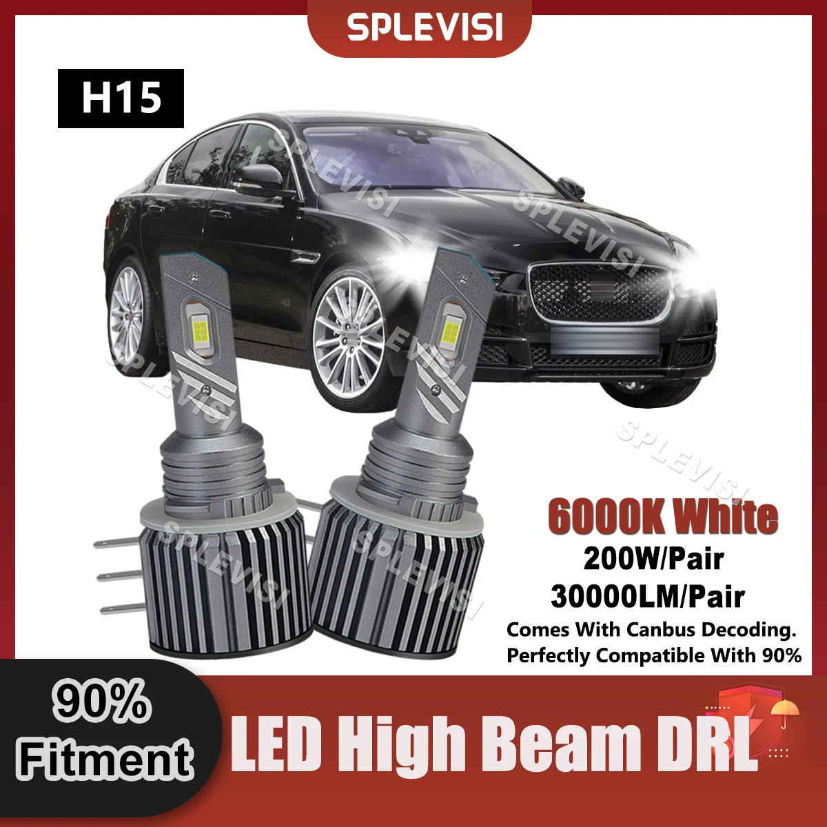 

Fan Cooling Tech H15 Canbus LED High Beam DRL Bulbs Replace For Jaguar F Pace X761 2017-2023 Jaguar XE X760 2017-2021