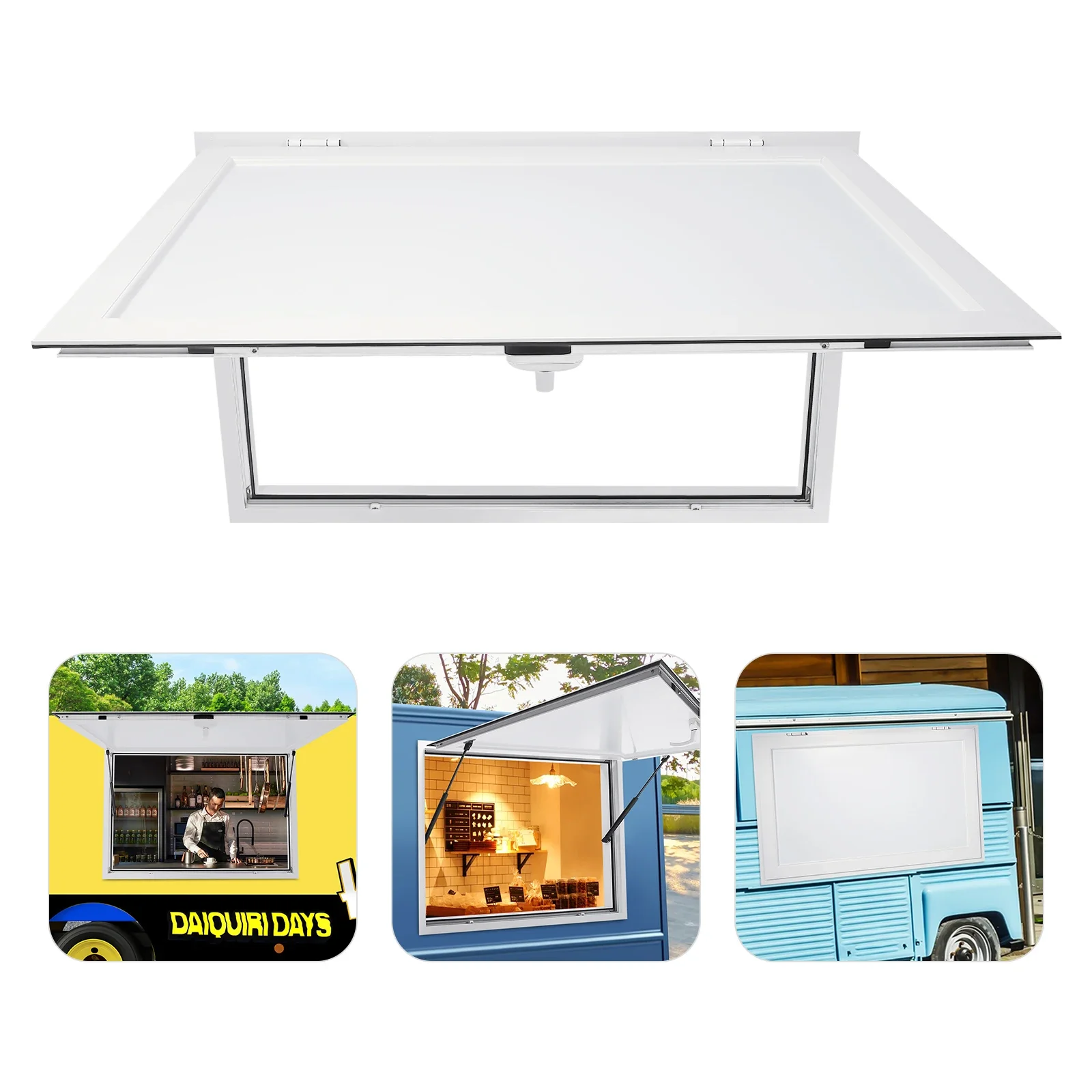 48×32 Inch Concession Stand Serving Window Rectangular Food Truck Service Window Waterproof Concession Window for Food Truck