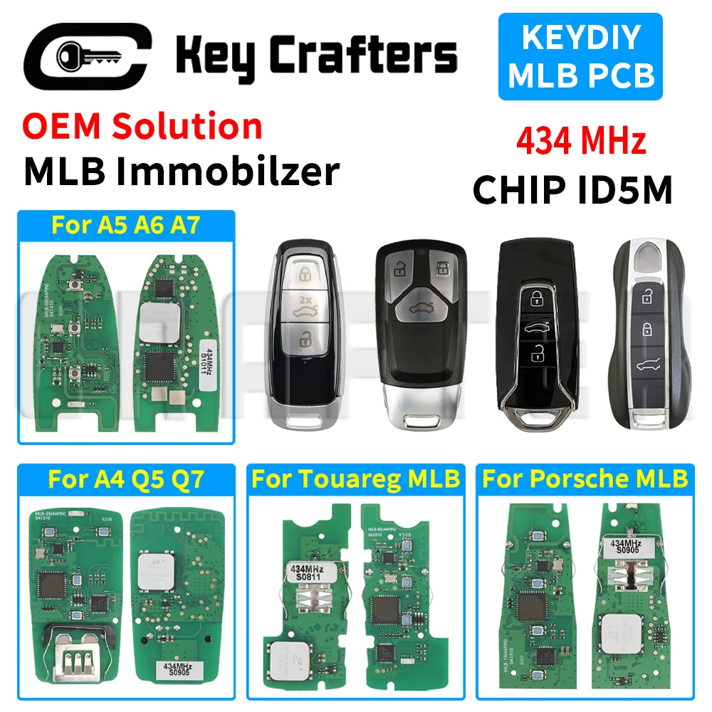 

Умный автомобильный ключ KEYDIY OEM Solution 5M CHIP 434 МГц с платой PCB для Porsche Cayenne, Panamera, AUDI A6, Q5, VW Touareg MLB-08/19/26/65