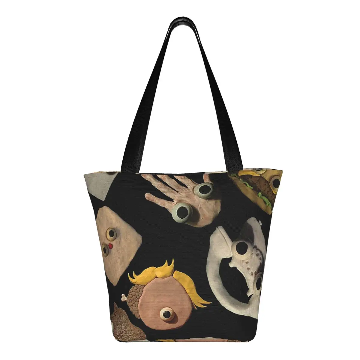 

Jack Stauber Mix Shopping Tote Bag Canvas Large Capacity Shoulder Bags Shopper Grocery Handbag for Women
