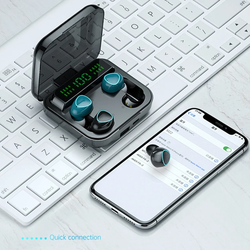 M22 Пара беспроводных наушников Сенсорный цифровой дисплей Bluetooth-наушники Двойные наушники с шумоподавлением