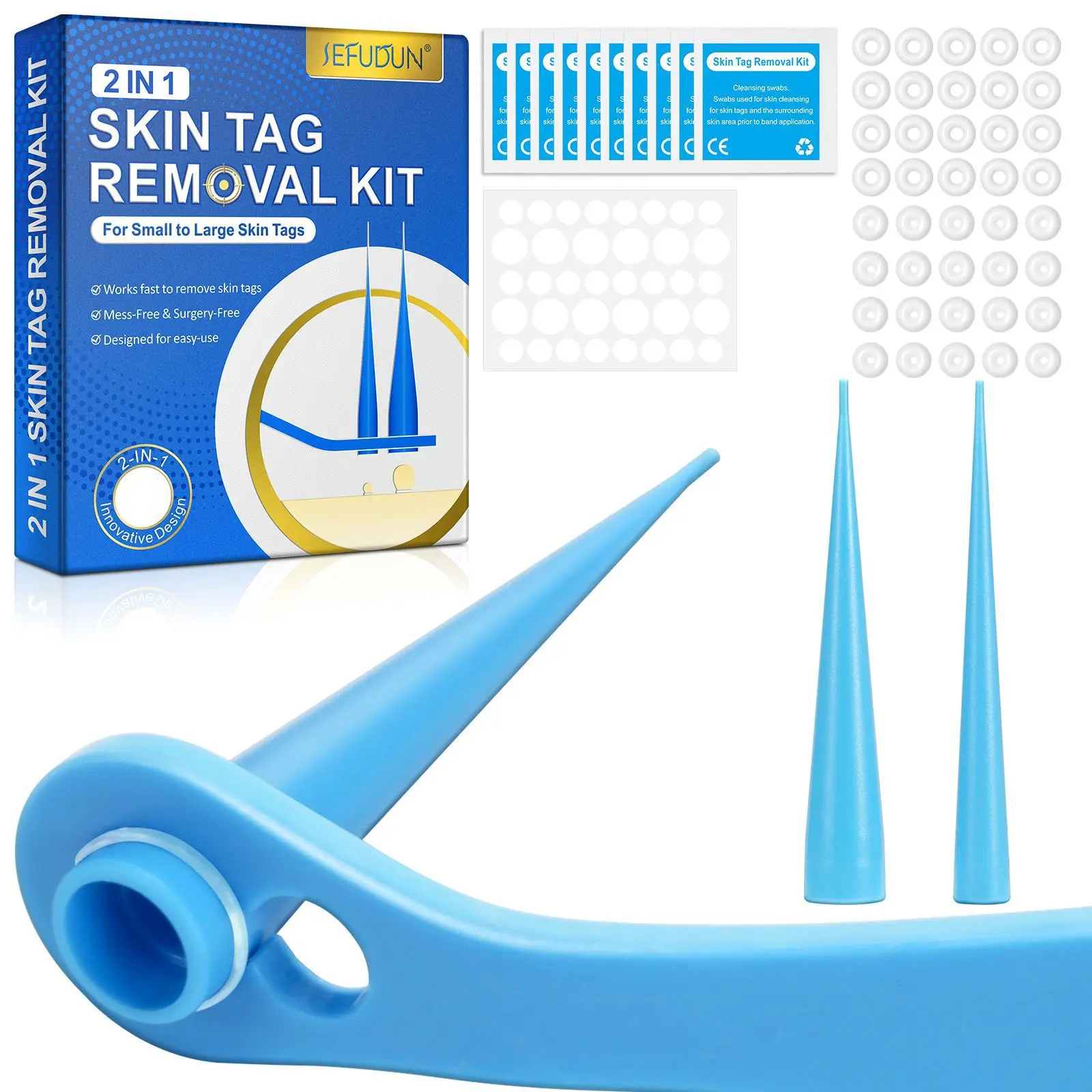 

Auto Skin Tag Removal Kit For Small to Large Skin Tags 1-9mm With Cleansing Swabs Easy To Use Skin Care Tool