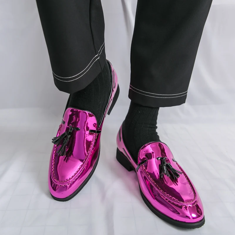 

Men Loafers PU Solid Color Low Heel Tassel Decoration Trend Classic Business Men Shoes Size 38-47