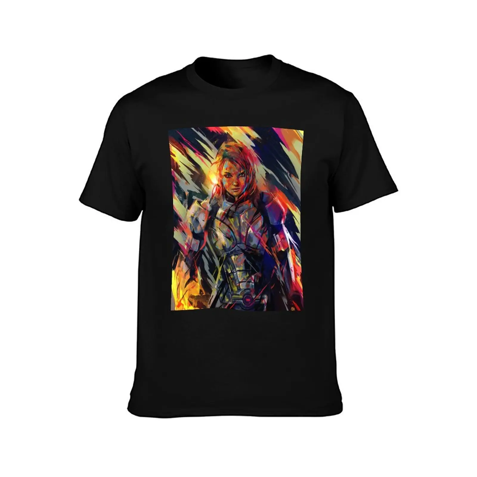 What are you drawing Ryan? // 516. Female Shepard. Mass Effect T-Shirt, Summer Casual Cotton Tee, Oversized Streetwear Tops