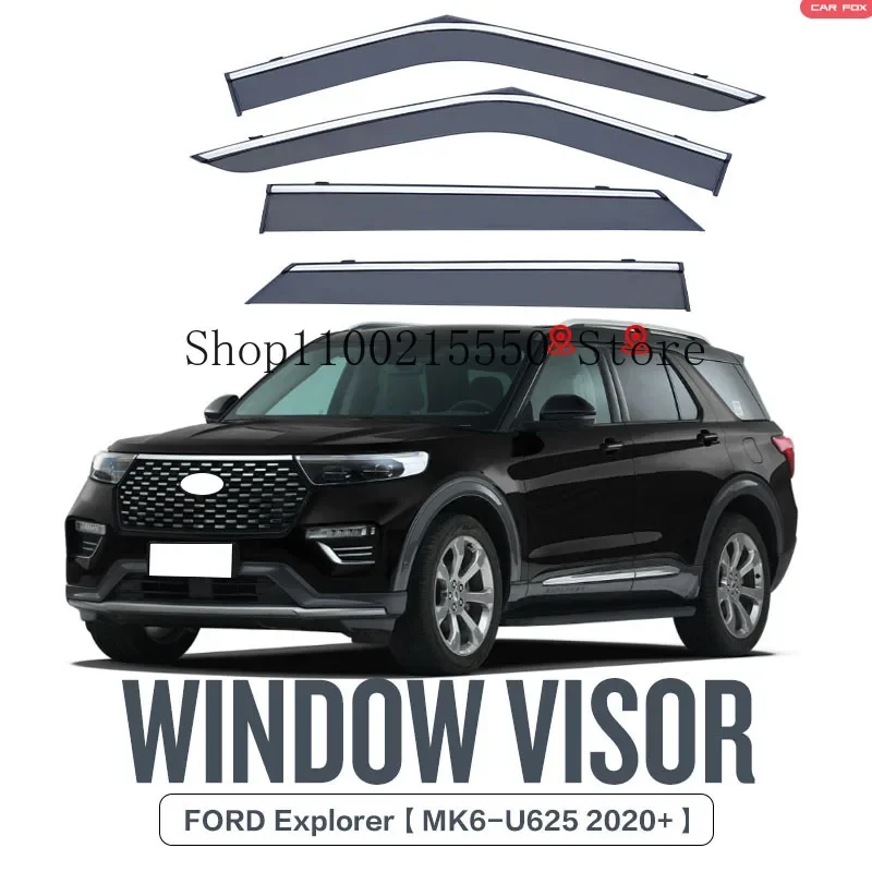 

car accessories accesorios para auto For Ford Explorer 2011-2023 Door Visor Window Sun Rain Shield Silver Trips Eaves a set 4pcs