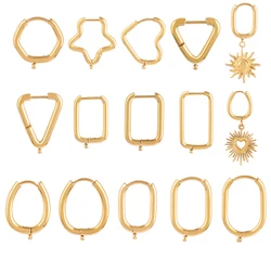 5PCS 316L Stainless Steel Earrings Findings For Jewelry Making Supplies Hoop Earring Clasps Hooks Fitting Ear Setting Base DIY