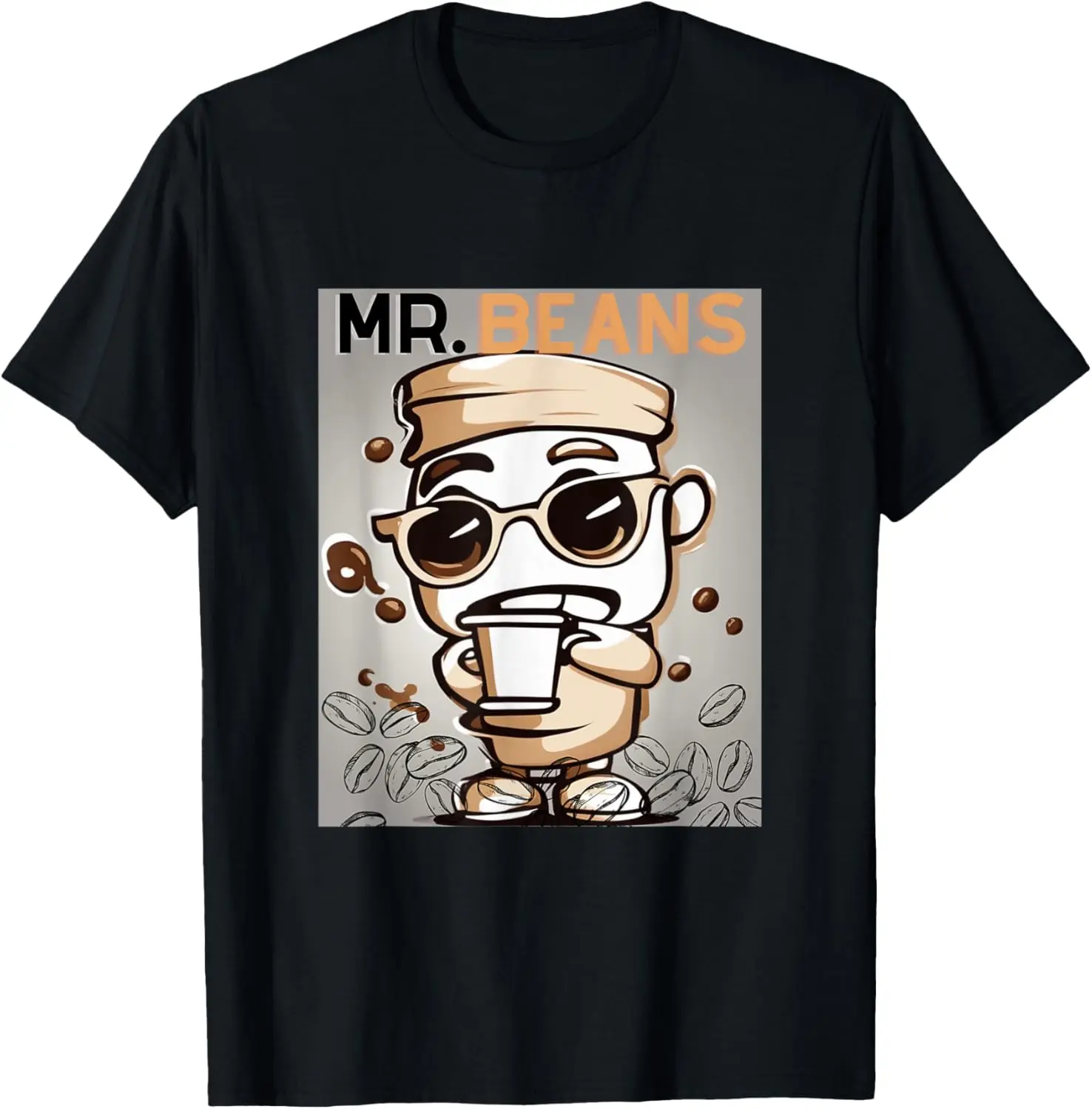 Coffee Lovers Printed Graphic with Title Mr Beans T-Shirt