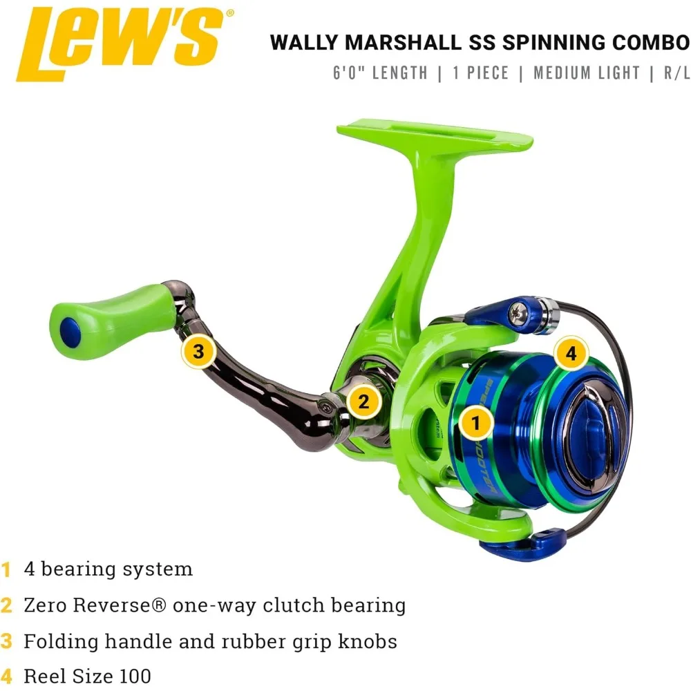 Combo de caña giratoria y carrete ligero mediano de 6 pies para pesca rápida