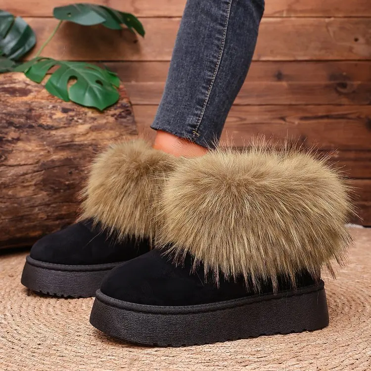 Neue Übergrößen-Winterstiefel für Damen Retro-Wildleder Lässige Dicksohlige Baumwollschuhe – Detail 12