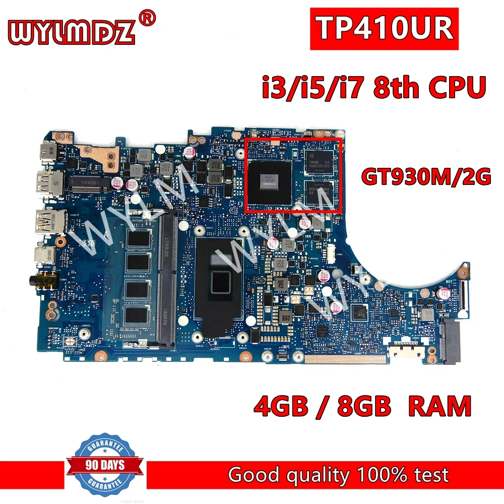 

TP410UR i3/i5/i7 8th CPU 4G/8G RAM Mainboard For Asus VivoBook Flip 14 TP410U TP410UA TP410UF Q405UA Q405U Laptop Motherboard