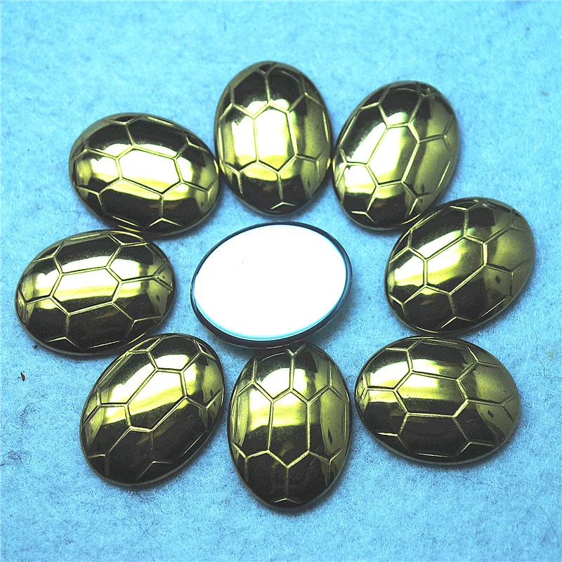 5PCS New Hematite Stone Cabochons Oval Shape 18X24MM Golden Plated Colors Loose Beads Cabs For Specail Jewelry Designs Accessori