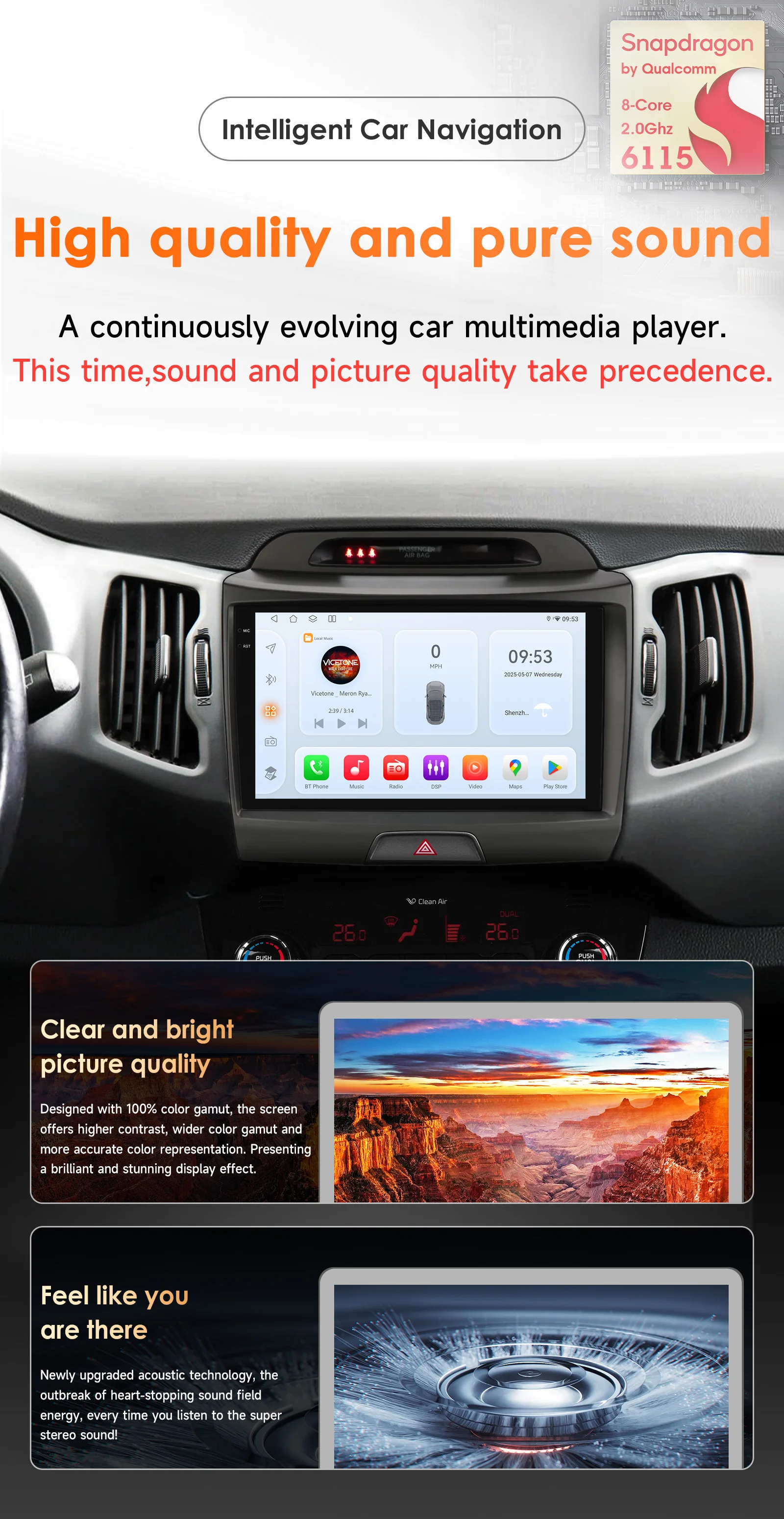 Hizpo 2 Din Android Auto Radio Für KIA Sportage 3 2011-2016 Carplay 4G Auto Multimedia GPS Autoradio intelligente Systeme 8 Core – Detail 4