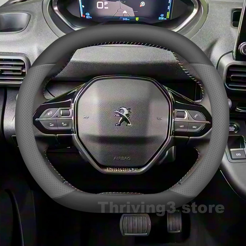 

Leather Car Steering Wheel Cover For Peugeot Partner e Partner 2018-2024 Covers For Covers Auto interior Accessories