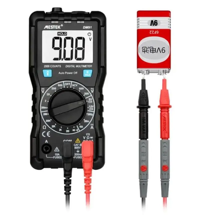 Mestek DM91 Ncv Digitale Multimeter 2000 Telt Hfe Ac/Dc Voltage Meter Flash Licht Terug Grote Scherm Ampèremeter huidige Test