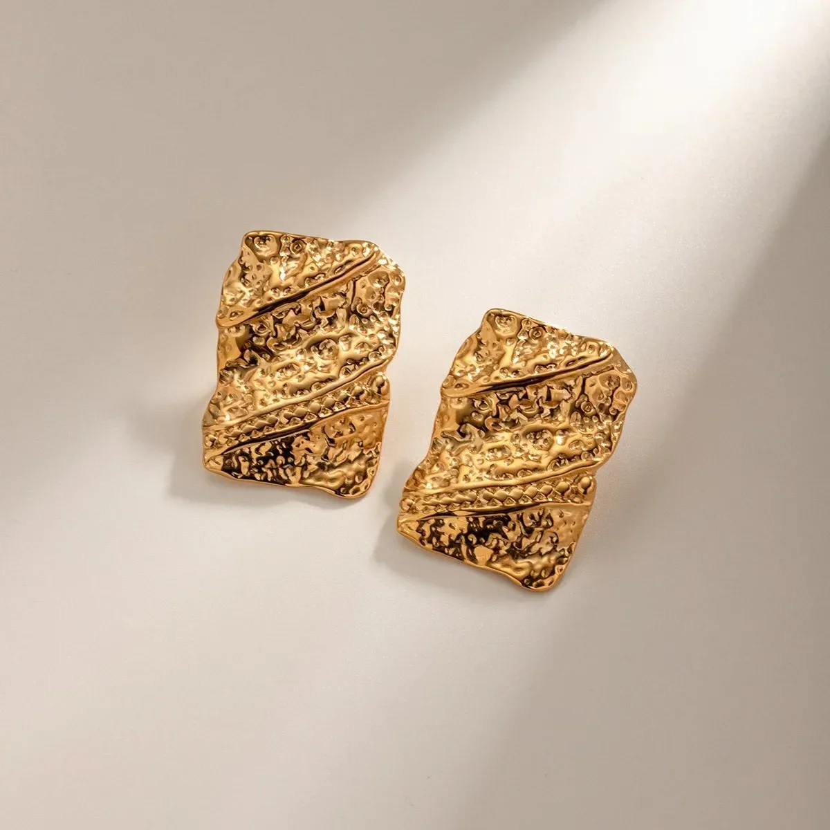 Loe| Stainless Steel Square Earrings. Hammer.Gold Plated Charm Jewelry for Women.Gala Gift.Waterproof.New Collection 2026