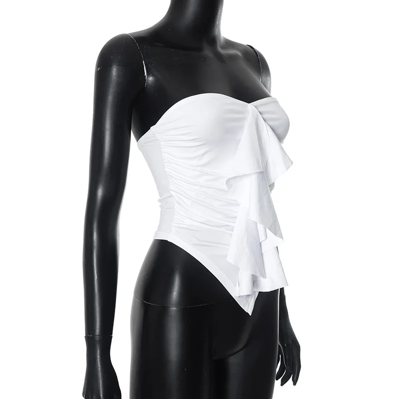 المرأة مثير عارية الذراعين بلا أكمام المحاصيل الأعلى الأوروبية والأمريكية عبر الحدود الربيع الصيف نمط جديد أزياء الأمازون