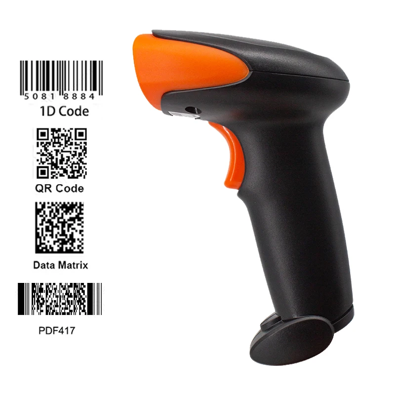 1D/2D Wired qr Code Reader or Wireless Handheld Barcode Scanner Portable Bar Scanner 2d Barcod Reader for PDF417 Datamatrix