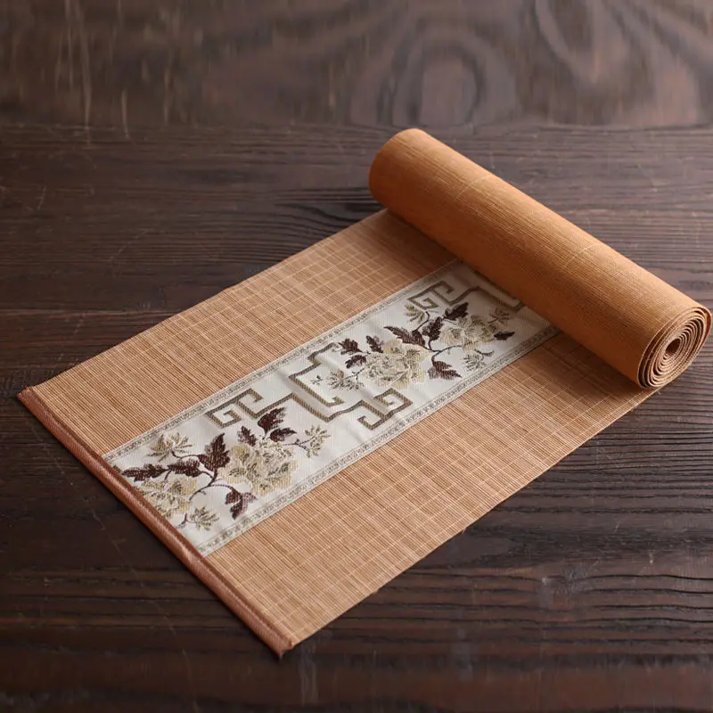 Bamboo Table Runner Heat Insulation Tablecloth Vintage Chinese Style Decorative Camino De Mesa Household Antifouling Dust Cover