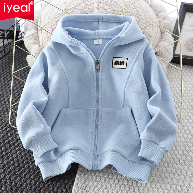 

IYEAL NEW Children's Warm fleece Jacket for Boy Girls Clothes 6 8 10 to 12 Years Kids Autumn Winter Loose Clothes Hooded Jacket