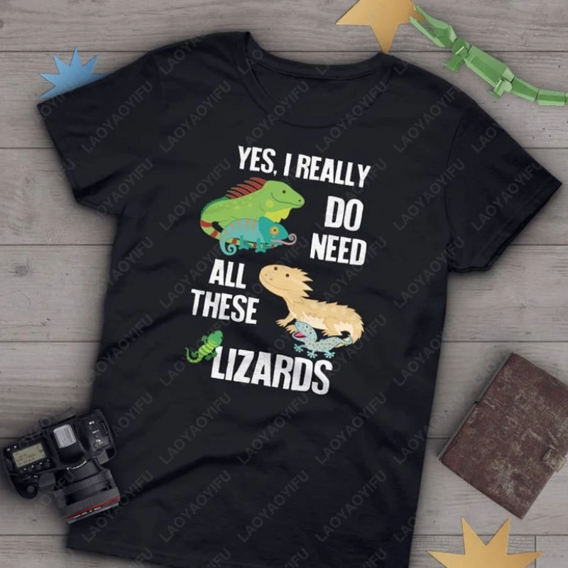 

Funny Lizard Reptile Lover Gift men women Cotton Tshirt Bearded Dragon Iguana Leopard Gecko Chameleon Tees Graphic Print Tops