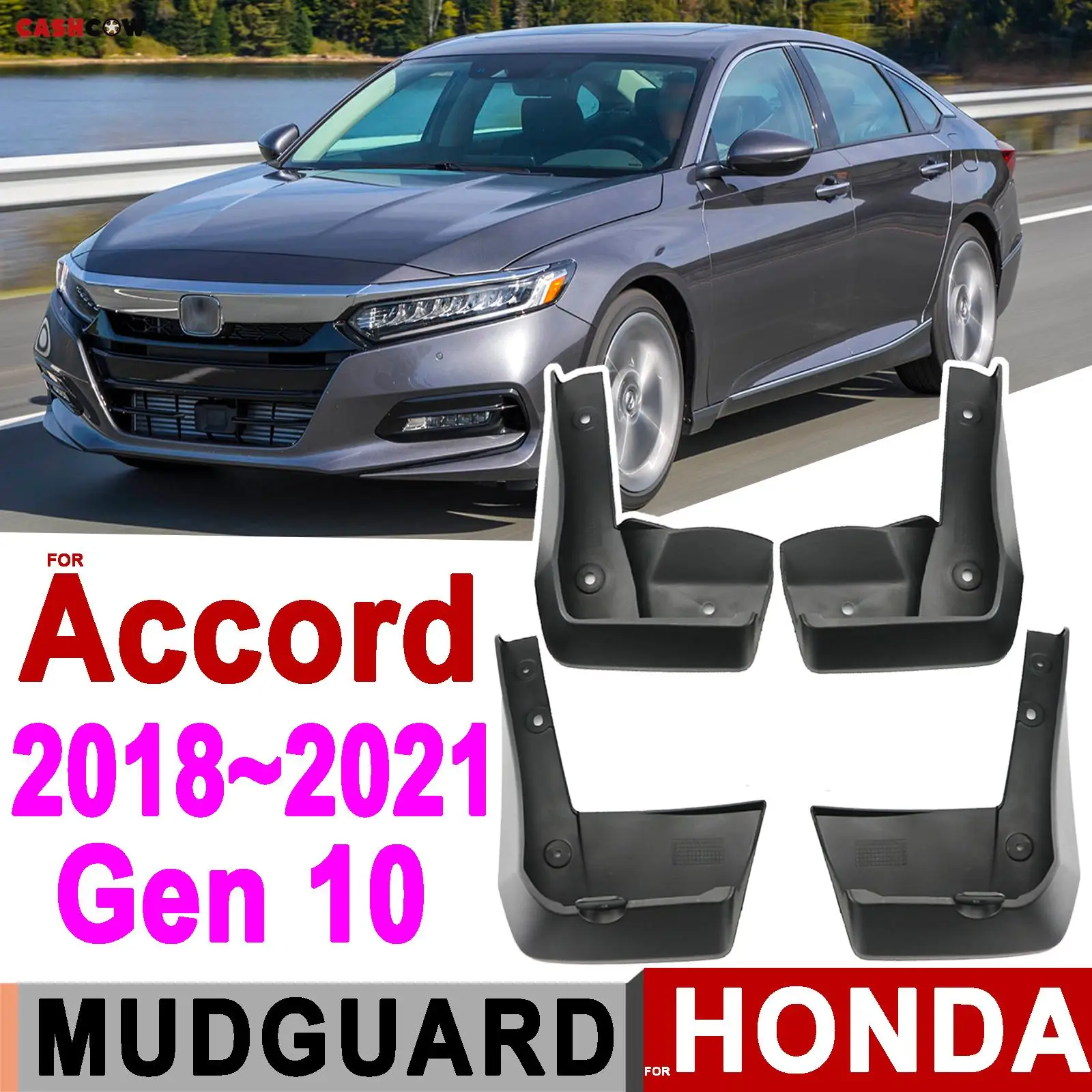 4Pcs Set Molded Car Mudguards For Honda Accord 2018 - 2021 10th Gen 10 Front Rear Fender Flares Mud Flaps Splash Guard 2019 2020