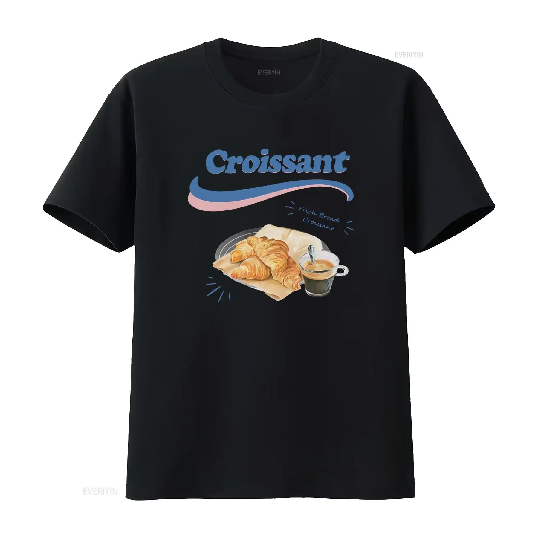 Croissant T Shirt Simple Vintage Positivity Y2K Aesthetic Clothing Retro Cute Minimalist Nostalgia vintage Washed homme