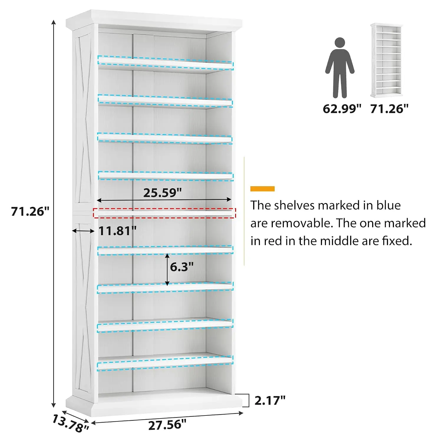 10-Tier Wooden Shoe Rack 8 Adjustable Shelves Entryway Storage 50 Pairs, Customized