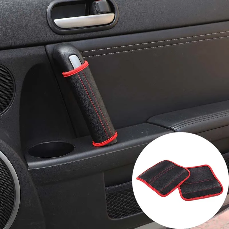 

For Mazda MX-5 2009-2015 Door Inner Handle Protector Leather Black 2 Piece Set Car Interior Modification Accessories