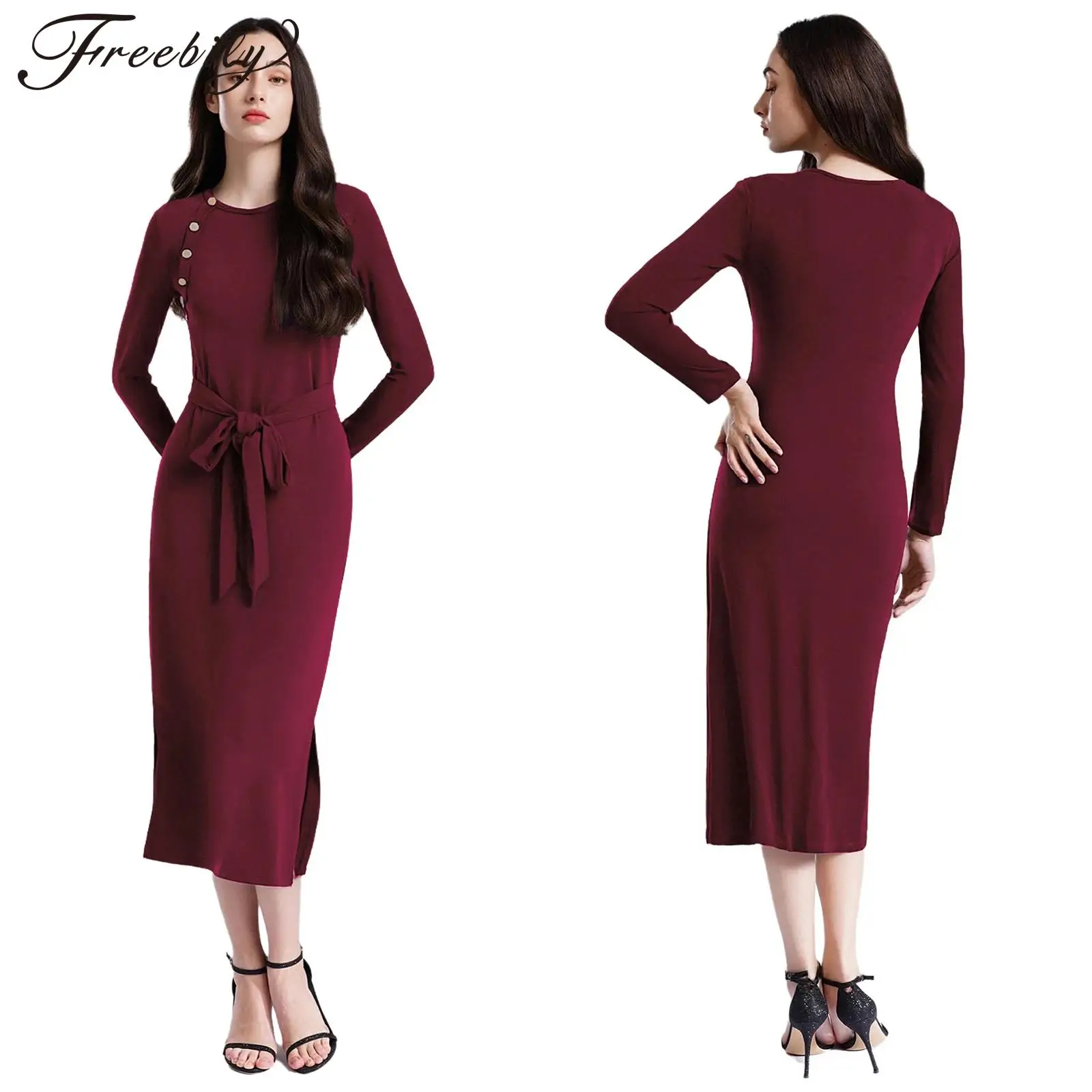 الأمومة فستان رضاعة كم طويل أزرار سبليت ميدي الرضاعة الطبيعية فساتين مأدبة حفلة عيد ميلاد ثوب الحمل ملابس حريمي #1