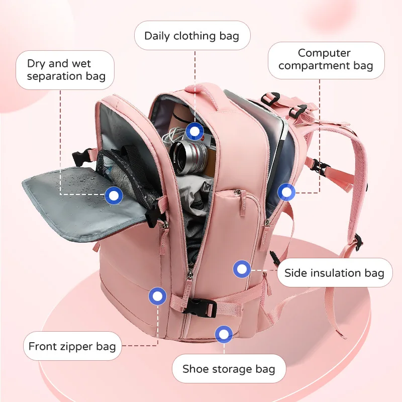 15.6 inch Travel Backpack for Women Carry On Backpack Laptop Backpack Flight Approved, College Nurse Bag Casual Daypack with USB