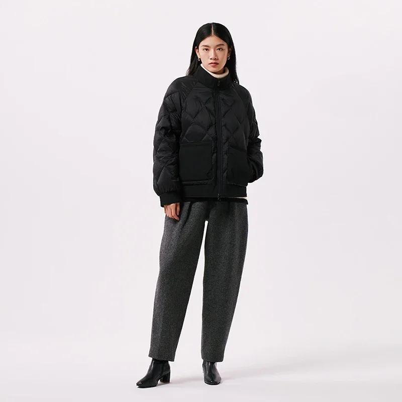 Chericom 여성용 패딩 재킷 퀼팅 디자인 대비 색상 양면 포켓 스탠드업 칼라 따뜻한 푸퍼 경량 코트 Y299015Y