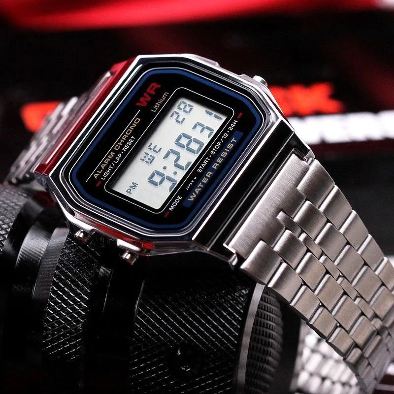 Relojes militares deportivos dorados y plateados de lujo para hombres y mujeres, relojes de pulsera digitales LED, reloj de pulsera electrónico con