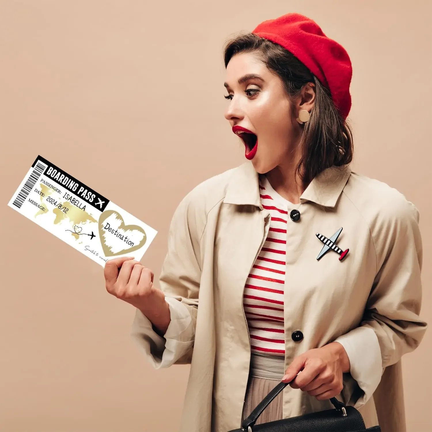 1Set Boarding Pass Theme Scratch Off Game Card Wedding Invitation Cards with Envelope for Birthday Bachelorette Party Decoration
