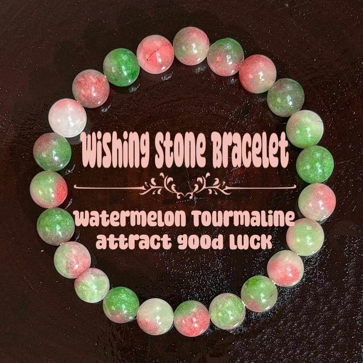 Bohemian Wishing Stone Bracelet made of Watermelon Tourmaline Beaded Stretch Bracelet, ideal crystal jewelry gift