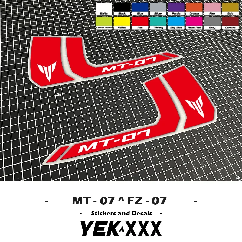 Motorcycle Fairing Shell Sticker Decal MT-07 FZ07 For YAMAHA MT07 FZ-07 Fuel Tank Curve Shell Sticker Decal Solid Color