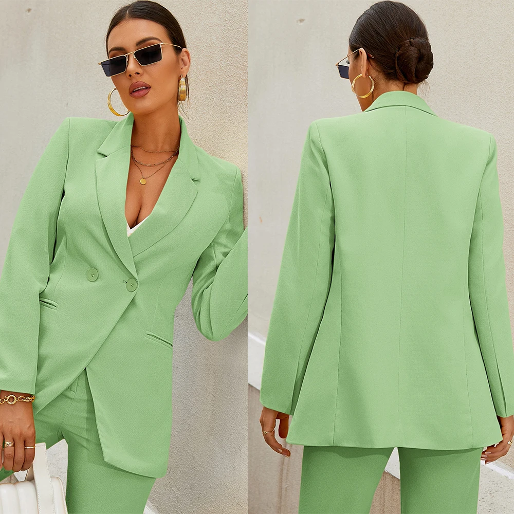 

Summer Green Mother of the Bride Suits For Wedding 2022 Women Sexy Wide Leg Wear Trousers Set 2 Pieces