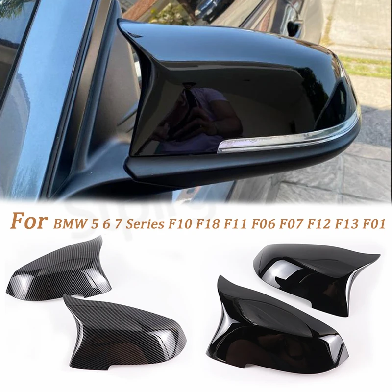 

1Pair Car Mirror Covers Side Rearview Auto Mirror Cover Cap For BMW 5 6 7 Series F10 F18 F11 F06 F07 F12 F13 F01 F02 2014-2017