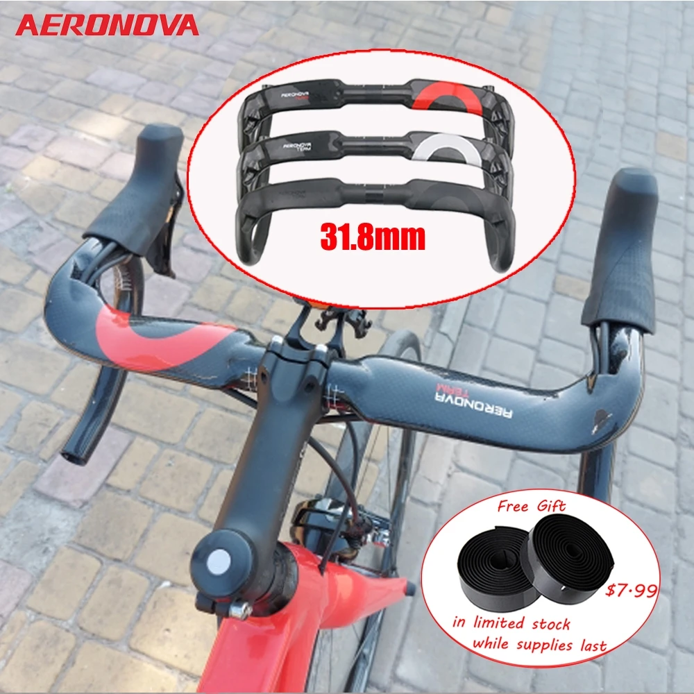 Manillar de bicicleta de carretera de fibra de carbono AERONOVA manillar de bobinado interno de bicicleta manillar de carbono rojo/negro/plateado de