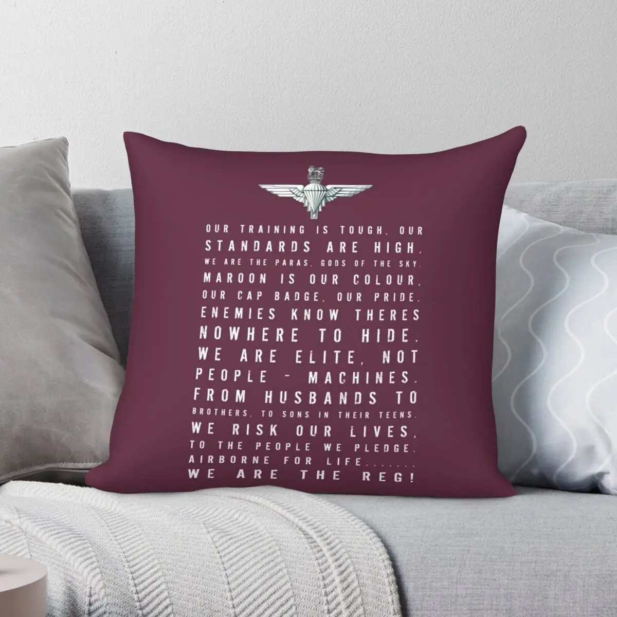 Parachute Regiment Pillowcase Polyester Linen Velvet Pattern Zip Decor Pillow Case Room Cushion Cover 45x45