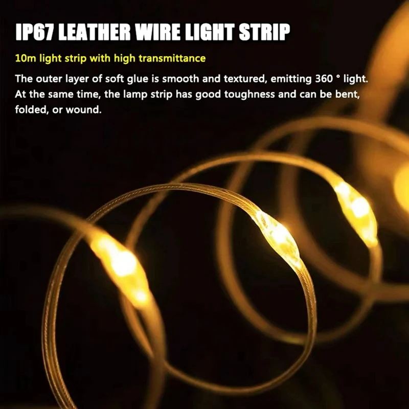 LED Camping Lamp Strip Atmosphere 10M Length IPX4 Waterproof Recyclable Light Belt Lamp For Tent Room Durable Easy Install
