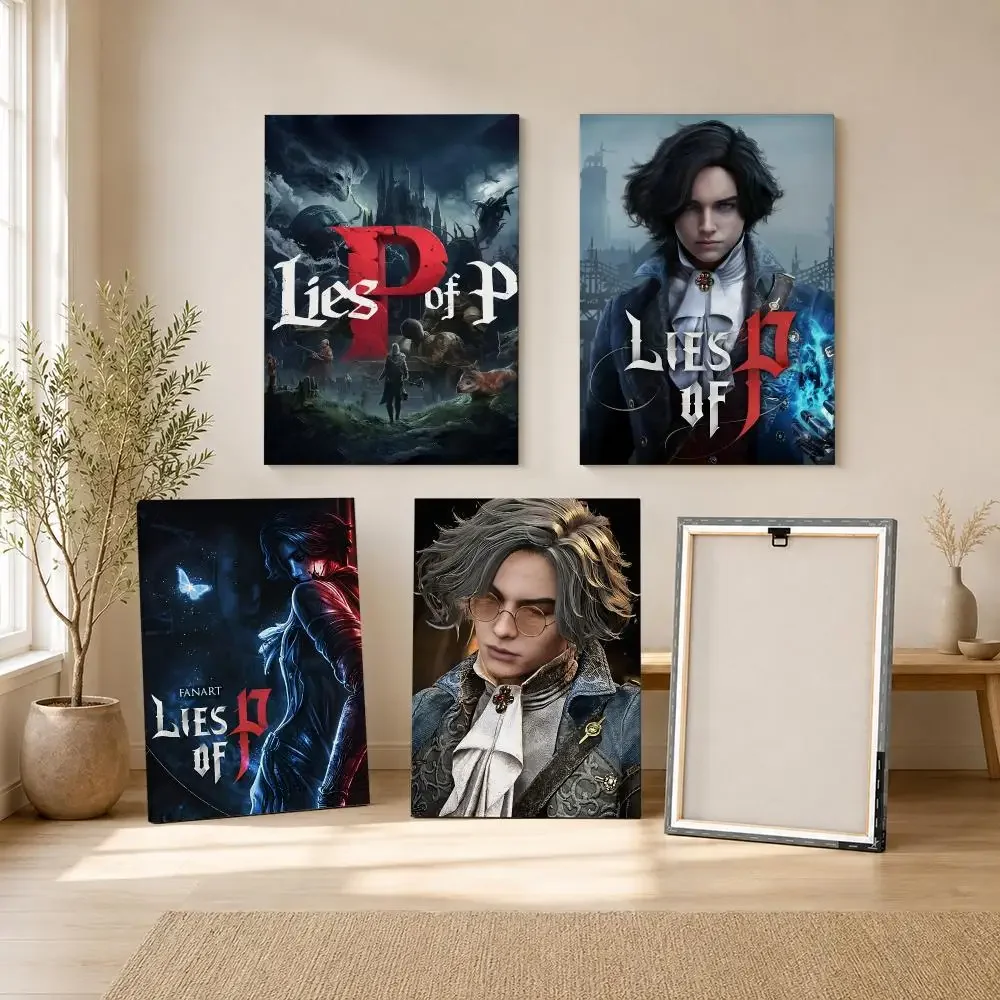 Cartoon L-Lies Of P Framed Wall Painting Wood Framed Canvas Poster HD Wall Art For Bedroom Hallway Bar Office Home Decor