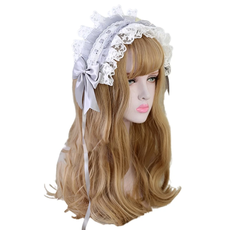 ดาวลูกไม้ริบบิ้นโบว์Headbandคอสเพลย์Headdressญี่ปุ่นหวานน่ารักRuffledซาตินHairpin Lolitaแม่บ้านผมDrop Shipping