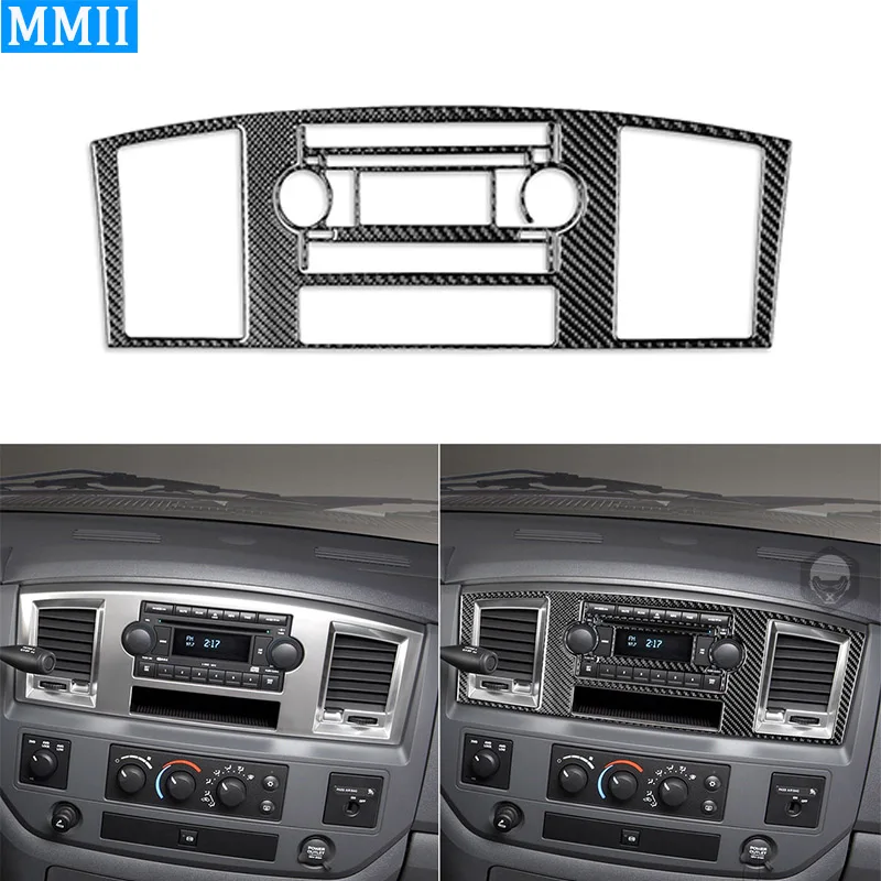 For Dodge Ram Trucks 1500 2006-2008 2500/3500 06-09 Carbon Fiber Central Air Conditioner Outlet Radio Button Trim Cover Sticker