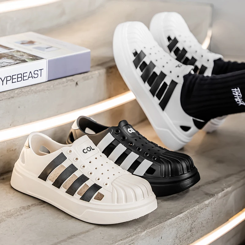 

2025 мужские летние весенние нескользящие водонепроницаемые сандалии, удобные пляжные тапочки для душа и бассейна, мягкая подошва, облегчение боли, поддержка