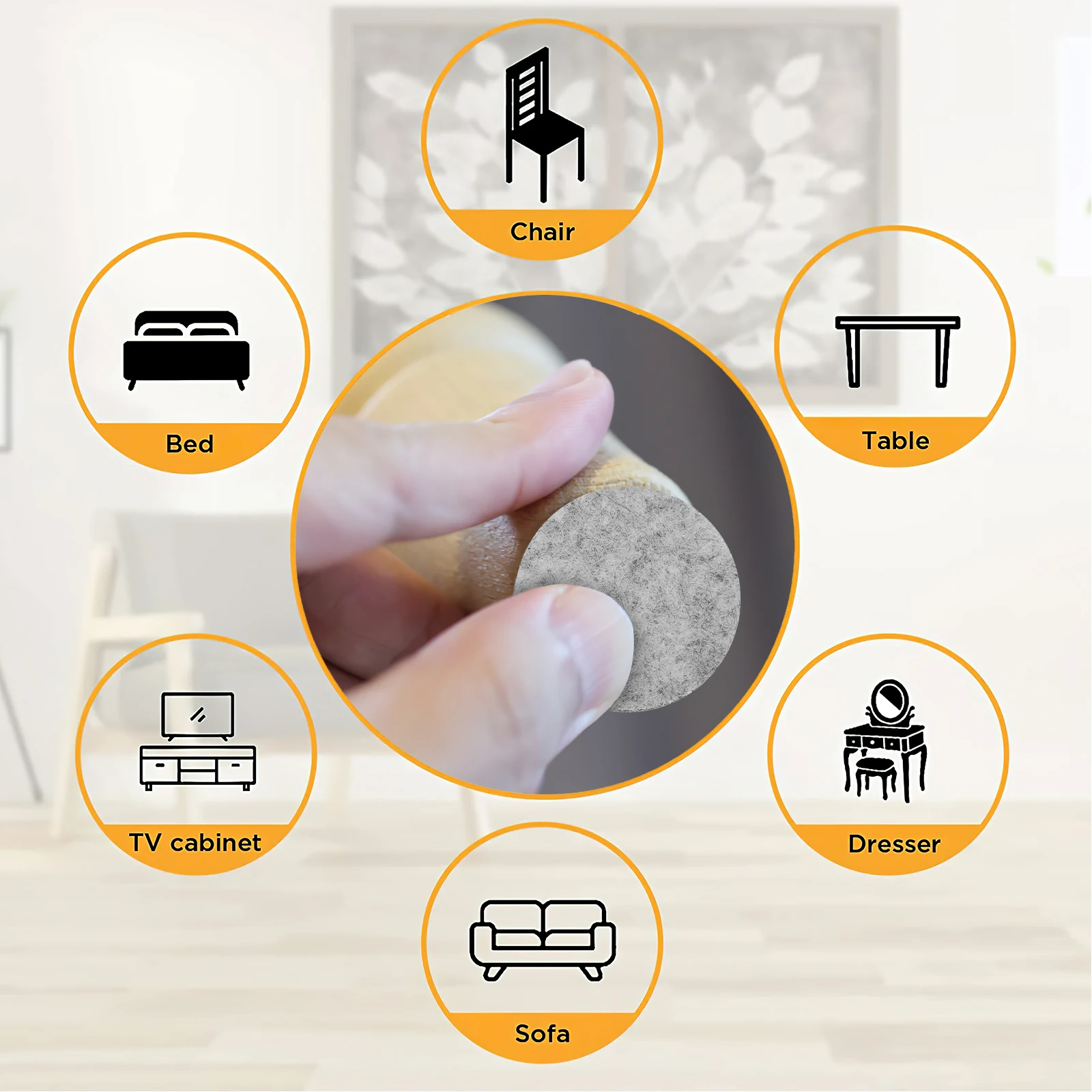 

50pcs Felt Pads Anti Slip with Adhesive Backing for Furniture Legs Protect Hardwood Floors Chair Protectors Black Cushions