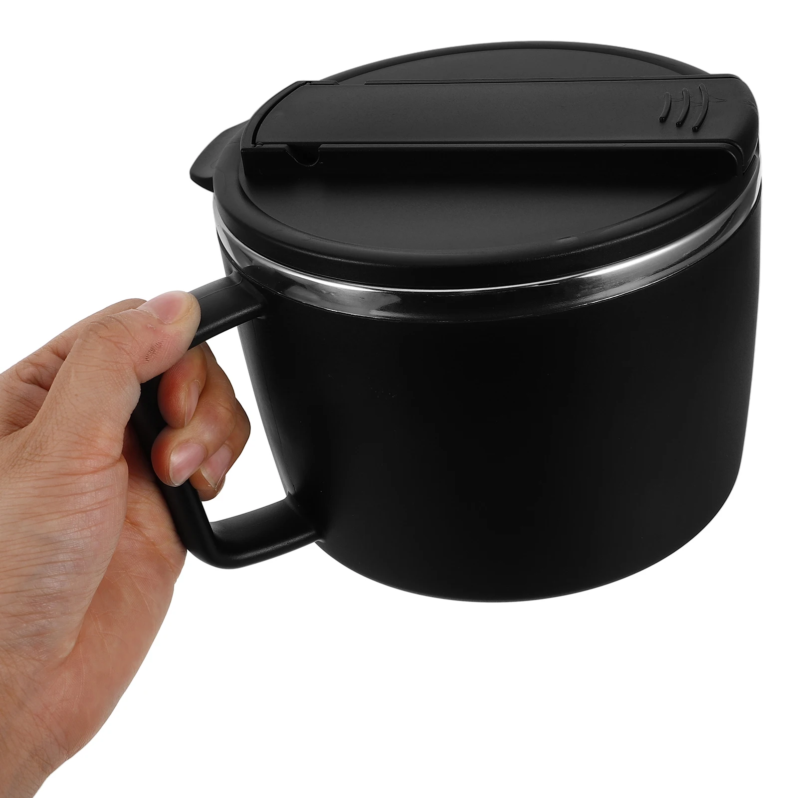 

1 set Stainless Steel Noodle Bowl with Lid Insulated Hot Food Container for Ramen Oatmeal Lunch Microwave Cooking Dish Leakproof
