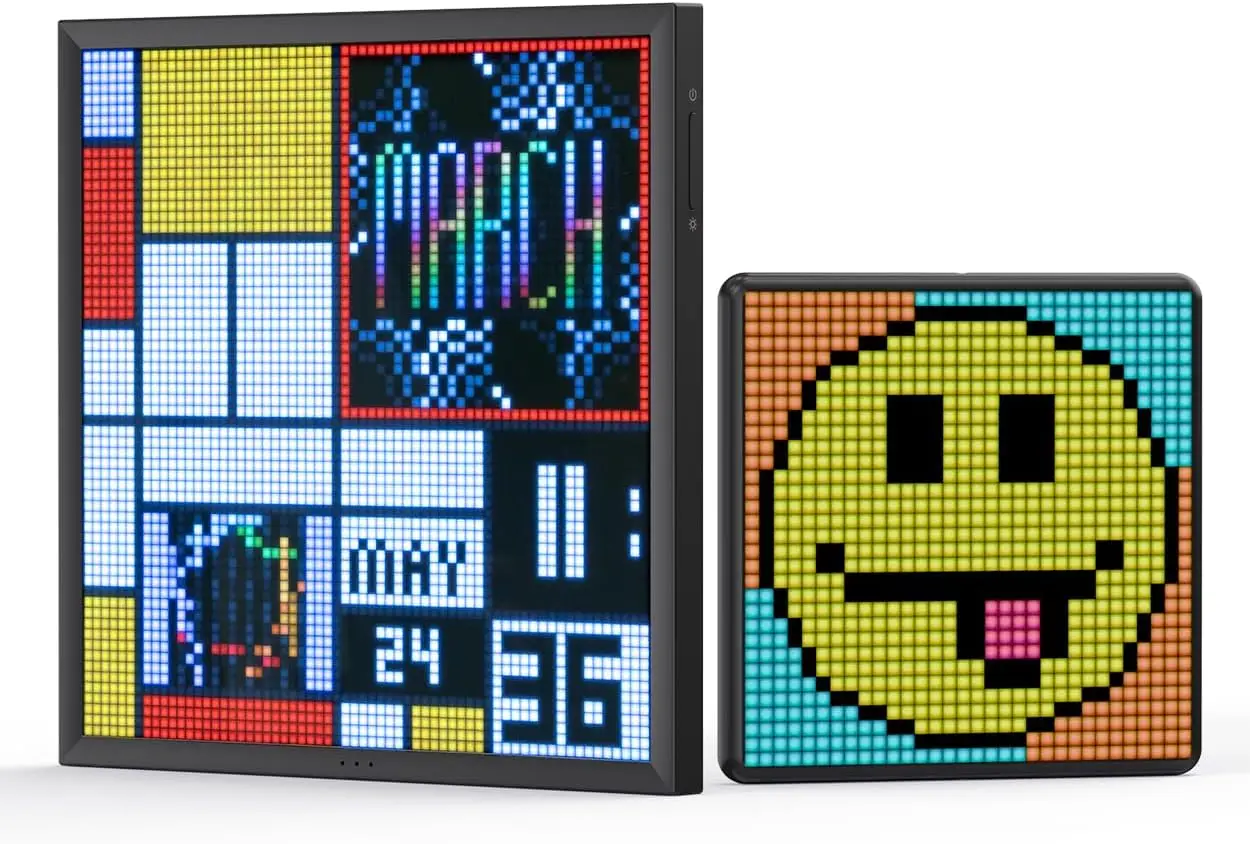 Pixoo-64+Pixoo-Max, WiFi Pixel Cloud Digital Frame with APP Control,64 X 64 LED Panel Display Frame for Gaming Room Decoration/S