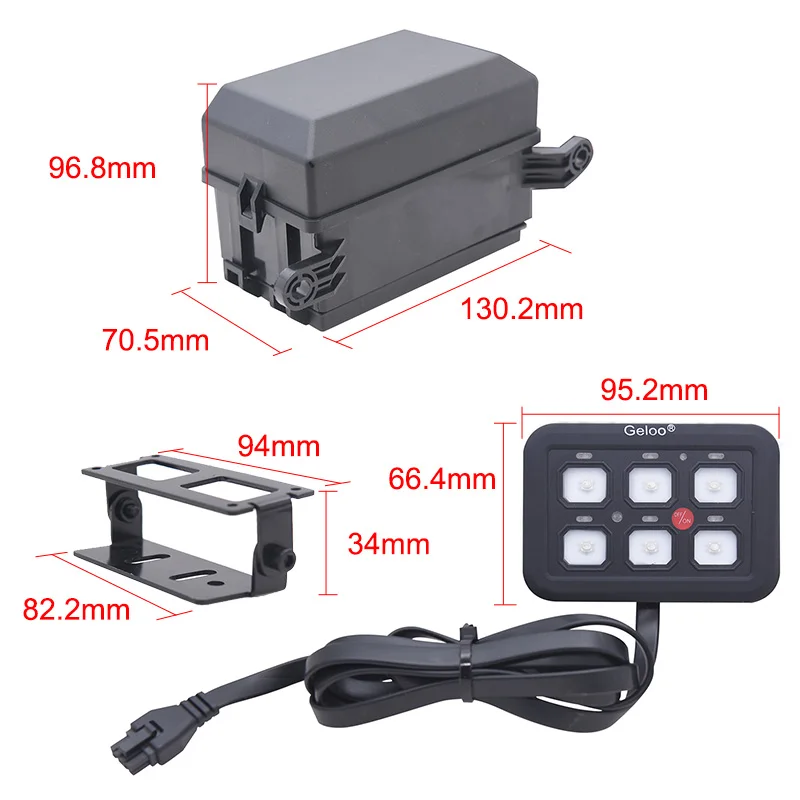 7-Color Adjustable LED 6 Gang Switch Panel Circuit Control Relay System Box Slim Touch Control Panel for Boat Jeep UTV Caravan