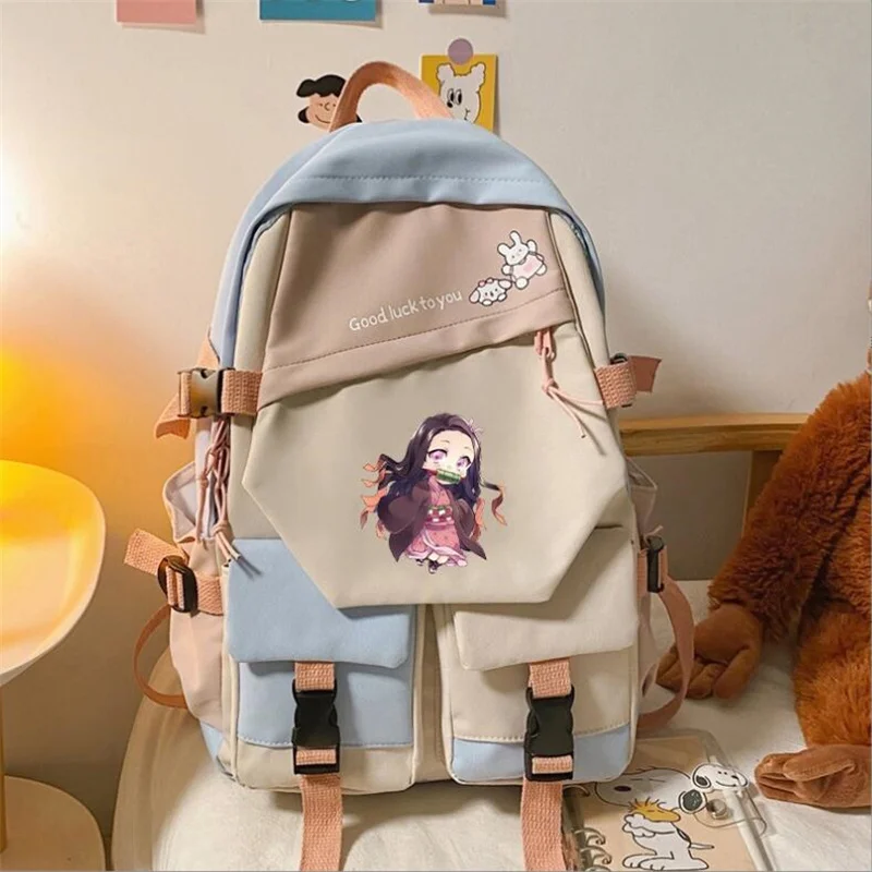 

Kimetsu No Yaiba Backpack Teens Back To School Shoulder Bag Anime Nezuko Boys Girls Schoolbag Fashion Laptop Travelbags